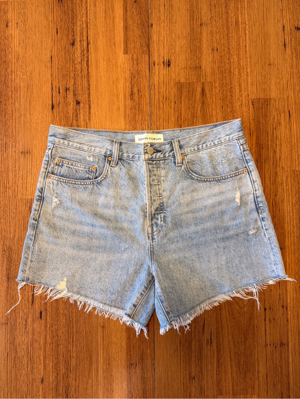 Denim Forum Ex-Bf Mid Thigh Denim Shorts